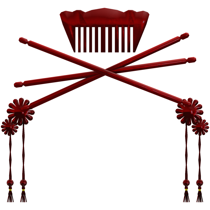 Red Traditional Japanese Headpiece