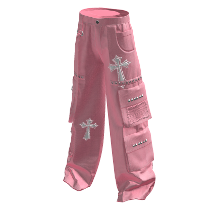 Cross Y2K Cargo Pants Pink & White thumbnail