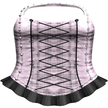 Gothic Spiked Lace-Up Corset Top (Pastel Pink)