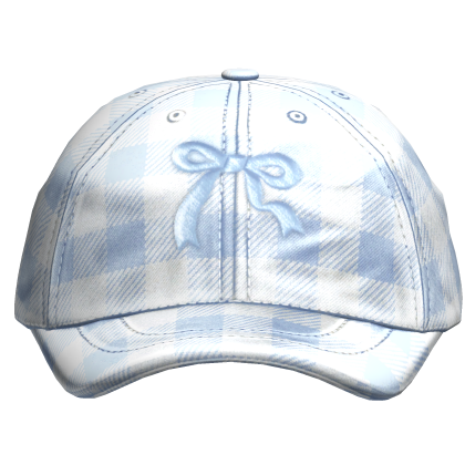 Basic Blue & White Plaid Y2K Bow Cap thumbnail