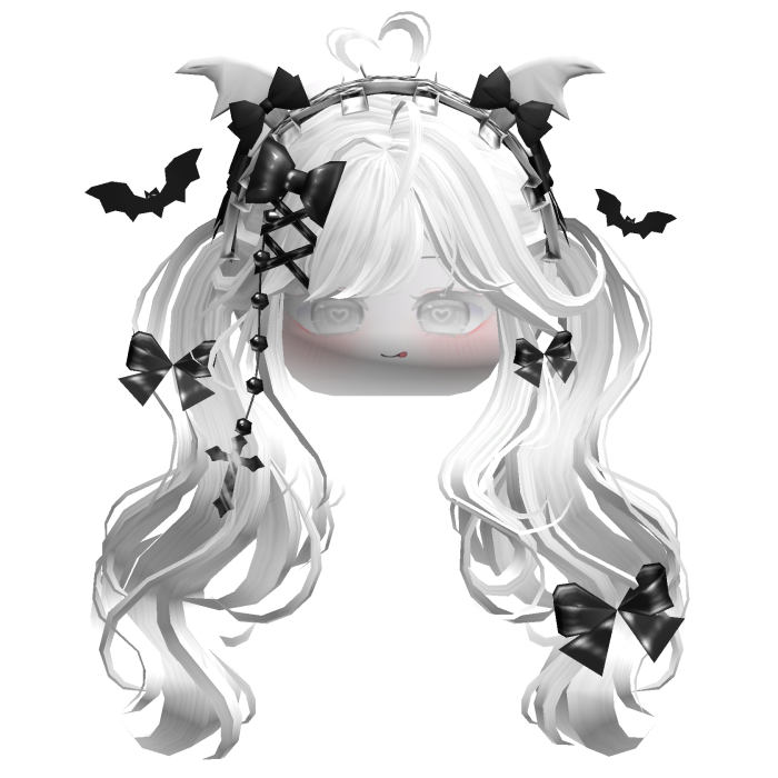 Goth Wavy Pigtails w/Headband (White)
