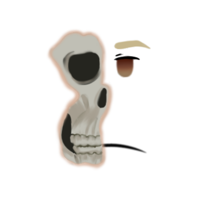 csom half skul blond and blue eyes Roblox decal