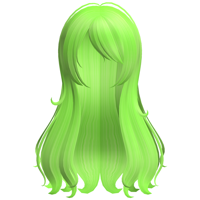 frutiger aero green wispy long flowy hair