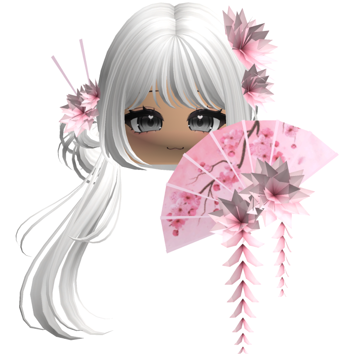 Side Ponytail w/ Cherry Blossoms & Fan