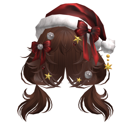 Festive Curly Christmas Ribbon Pigtails Auburn