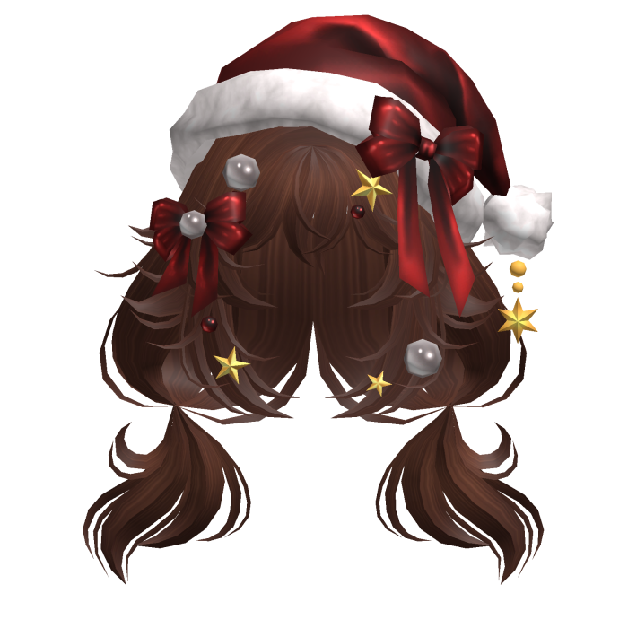Festive Curly Christmas Ribbon Pigtails Auburn