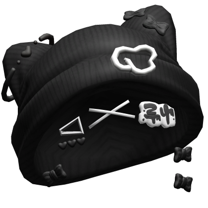 Black Cute Kitty Beanie w/ Hairclips