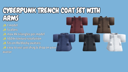 [R6] Cyberpunk trench coat set with arms preview 1