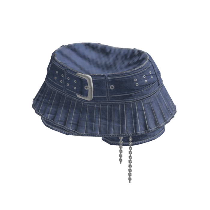 Y2K Pleated Mini Skirt w/ Belt & Chain (Blue)