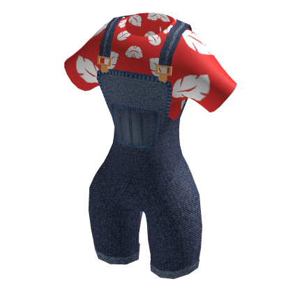 🌺 Lilo's Red Hawaiian Shirt & Denim Overalls thumbnail