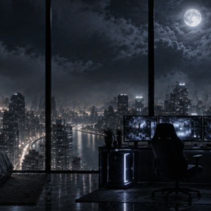 Dark City Gaming Bedroom Night Emo Cool Background