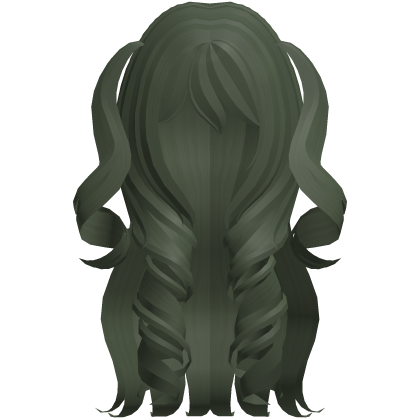 curly long princess pigtails green hair Roblox item