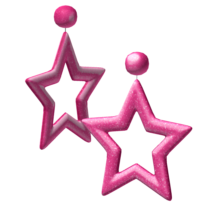 Hot Pink Retro Gyaru Star Hoop Earrings