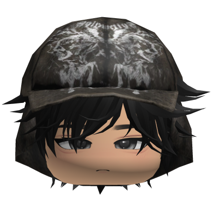Emo Anime Spikey Boy Hair w/ Brown Hat (Black)