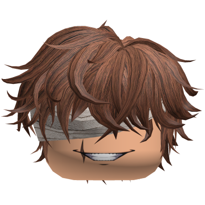 Messy Emo Brown Hair W/ Eye Bandage & Smile Roblox item