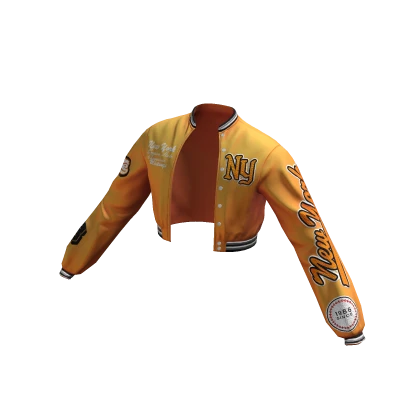 Bomber Jacket Orange Cropped Varsity Patched Y2K | Roblox Item