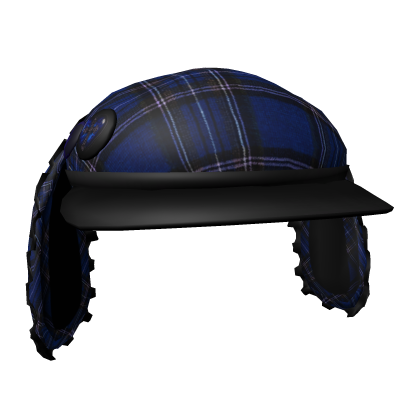 Blue Plaid Bunny Beret