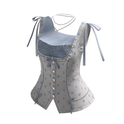 Coquette Star Corset Top w/ Ribbons (Blue)
