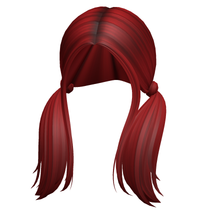 -',ৎ Straight Shaggy Preppy Pigtails in Red