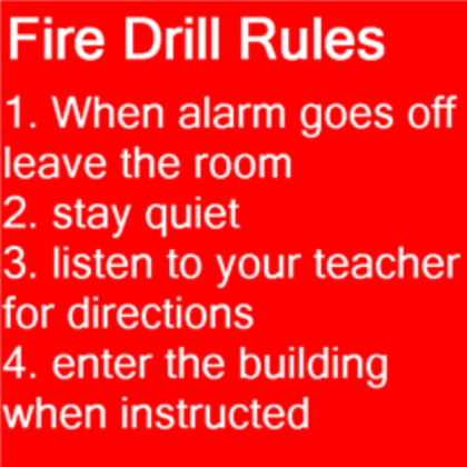 Fire drill rules sign Roblox decal
