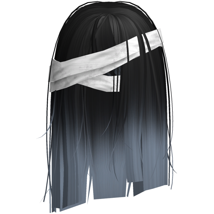 Horror Black Blue Short Hair w White Bandages