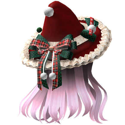 Beautiful Christmas hat hairstyle (pink)