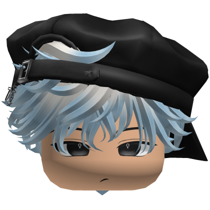 Cute Boy White blue hair with a cap Y2K