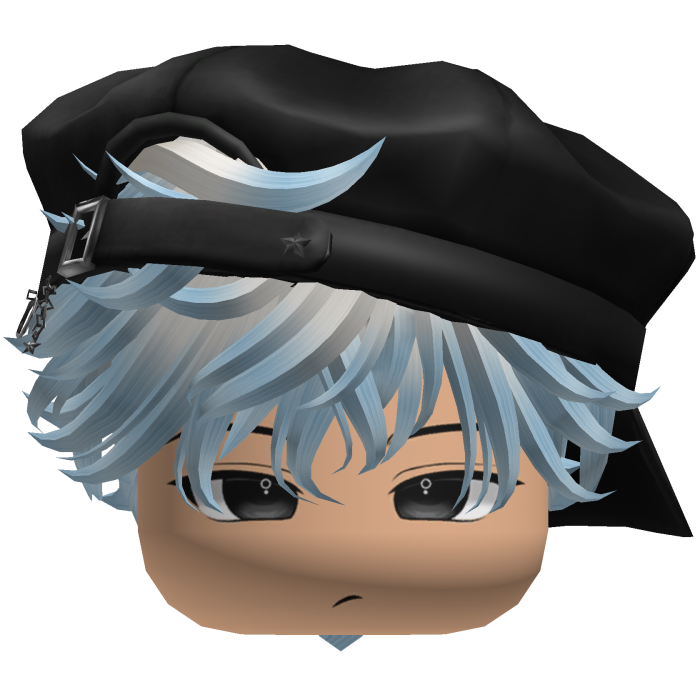Cute Boy White blue hair with a cap Y2K