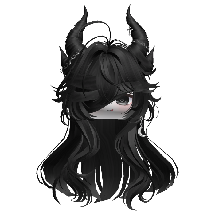 Horned Anime Demon Wolfcut (Black)