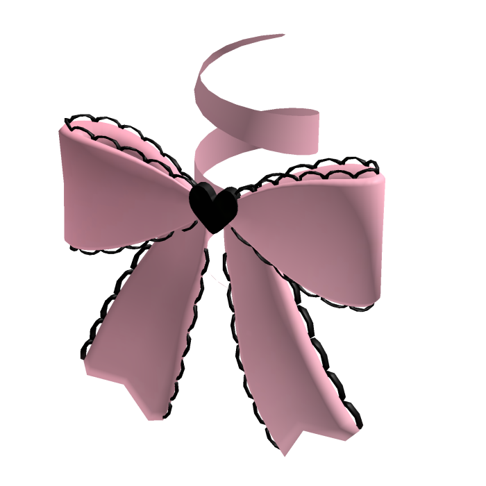 Coquette Pink Silver Ribbon Bow (For Korblox)