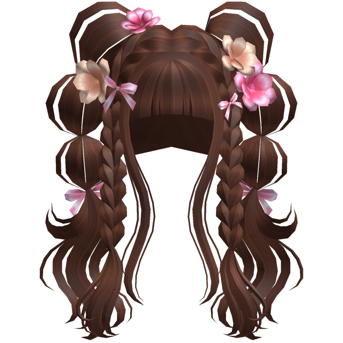 Blossoming Angelic Floral Curly Pigtails Auburn