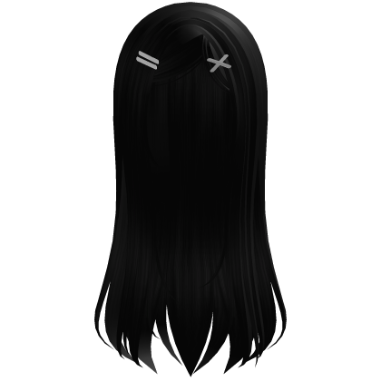 在 black moe long straight emo hair w/ hairclips