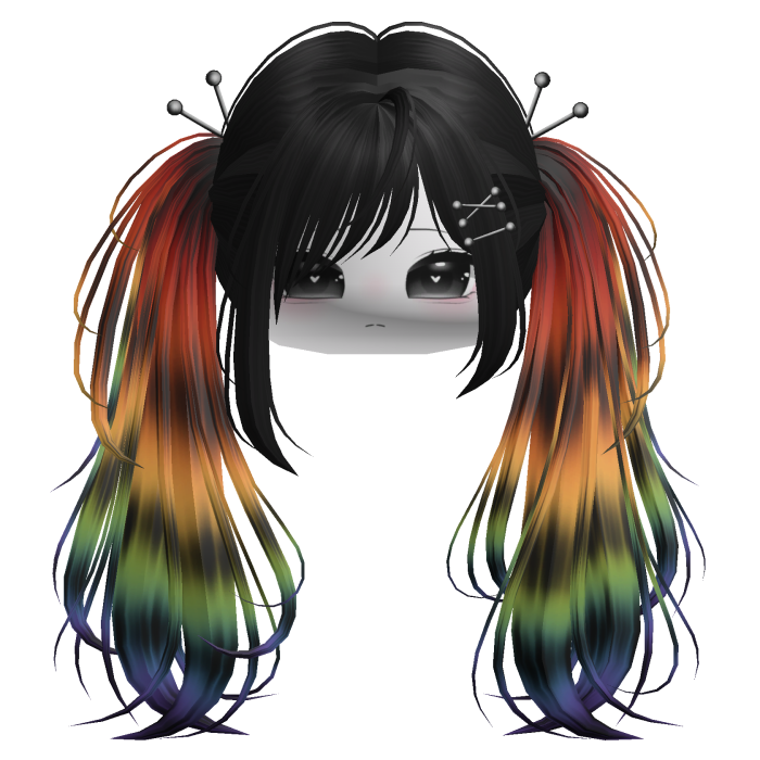 Rainbow Raccoon Y2K Emo Punk Pigtails w/ Pins