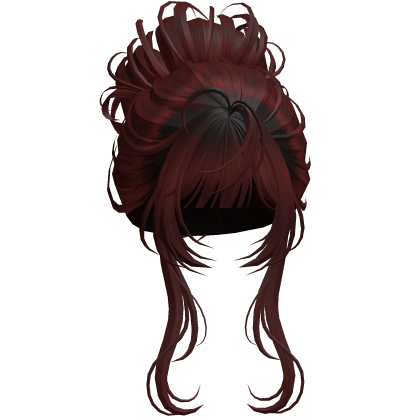 Messy Elegant Anime Bun Dark Red