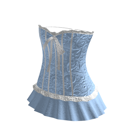 ♡ Blue Vintage Embossed Satin Corset