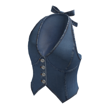 Denim Halter Neck Back Tie