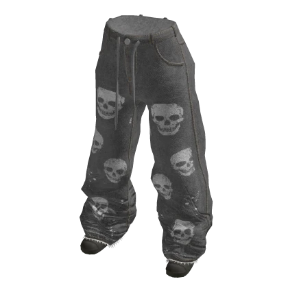 Y2k grunge skull pants jeans Y2K グランジ スカルパッチ クラッシュ 