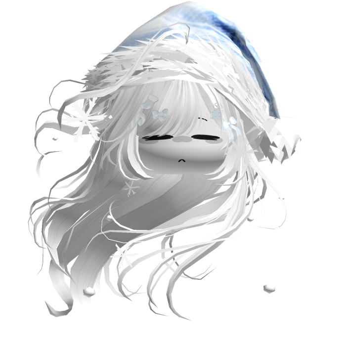 Windy Anime Hair w/Santa Hat (White)