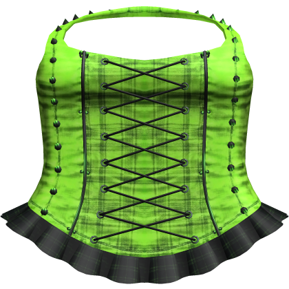 Gothic Spiked Lace-Up Corset Top (Toxic Green)
