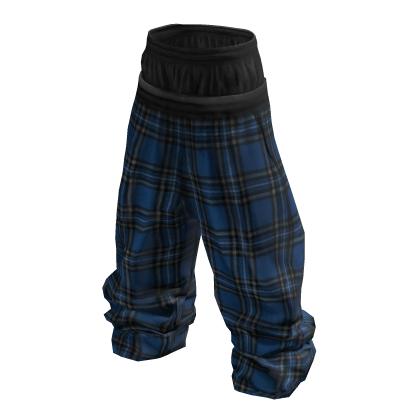 Y2K Blue Plaid Flannel Tartan Baggy Pajama Pants