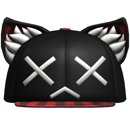 x_x red plaid white fur hat Roblox item