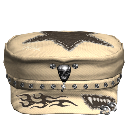 Beige Skull Punk Grunge Cap Roblox item