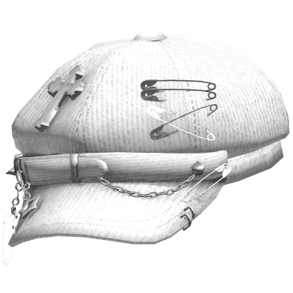 Sideswept Pierced Y2K Punk Cap (White) | Roblox Item - Rolimon's