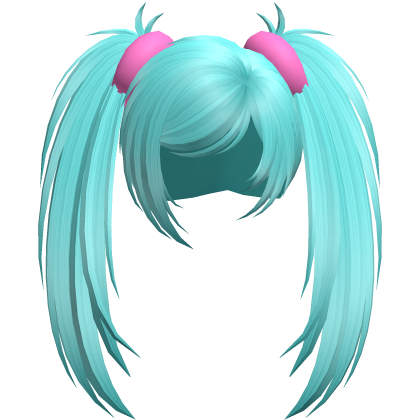 cyan thick messy scene tied pigtails Roblox item