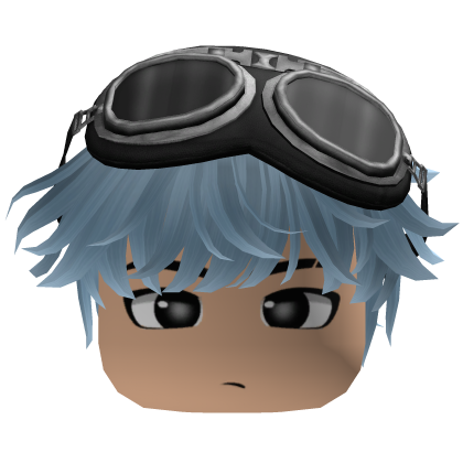 Ice Blue Messy Fluffy Hair w/ Y2K Goggles Roblox item