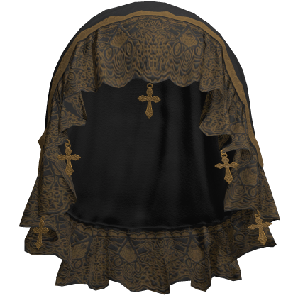 Black & Gold Emo Gothic Lace Veil w/ Charm Roblox item