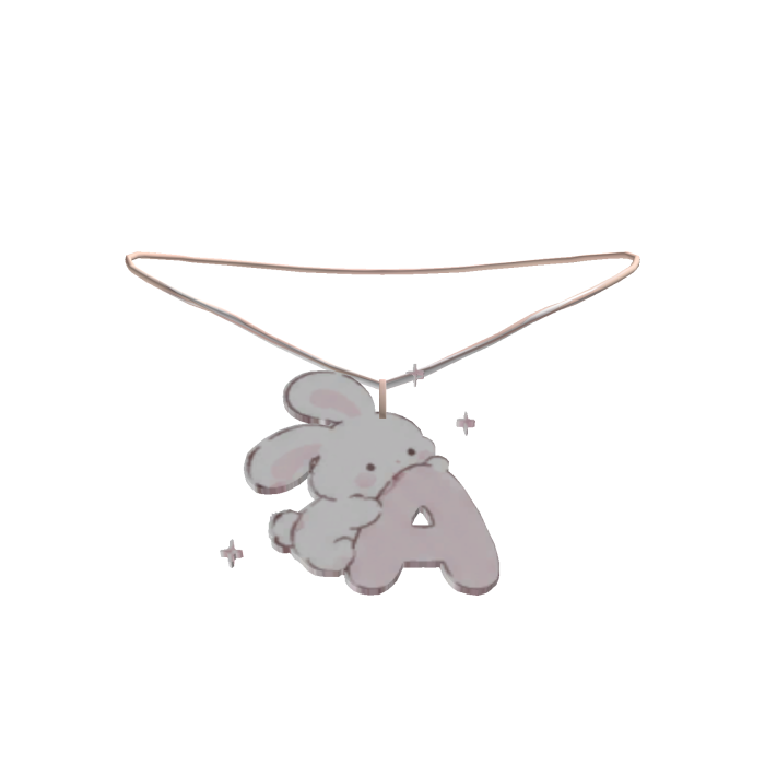 cute a pink bunny initial necklace 3.0