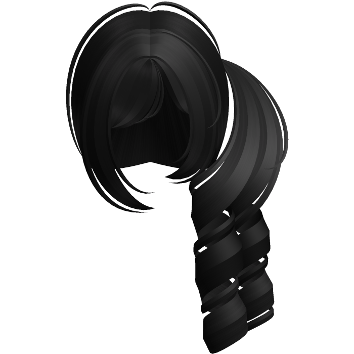 (//_^) adorable black curly side ponytail