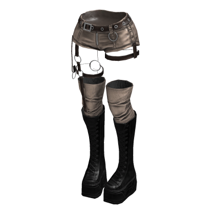 Gothic Emo Y2K Shorts boot straps (Beige Brown)