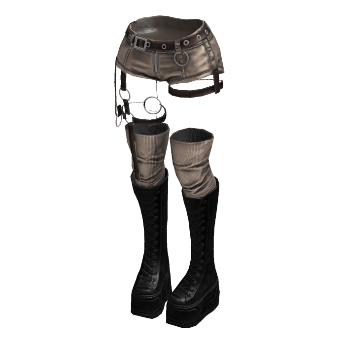 Gothic Emo Y2K Shorts boot straps (Beige Brown)
